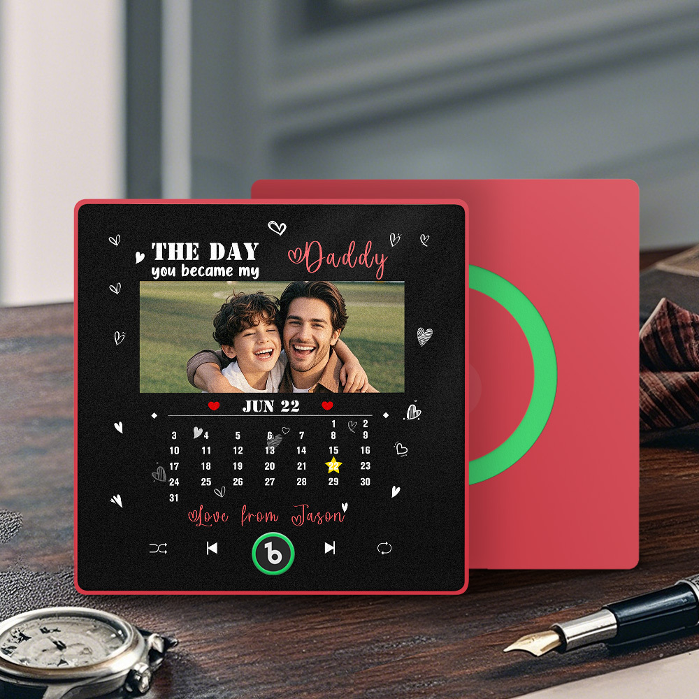 The Day You Became My Dad Personalized Photo Calendar Music Fridge Magnet Father's Day Gift
