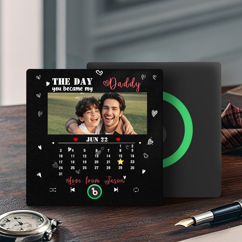 The Day You Became My Dad Personalized Photo Calendar Music Fridge Magnet Father's Day Gift