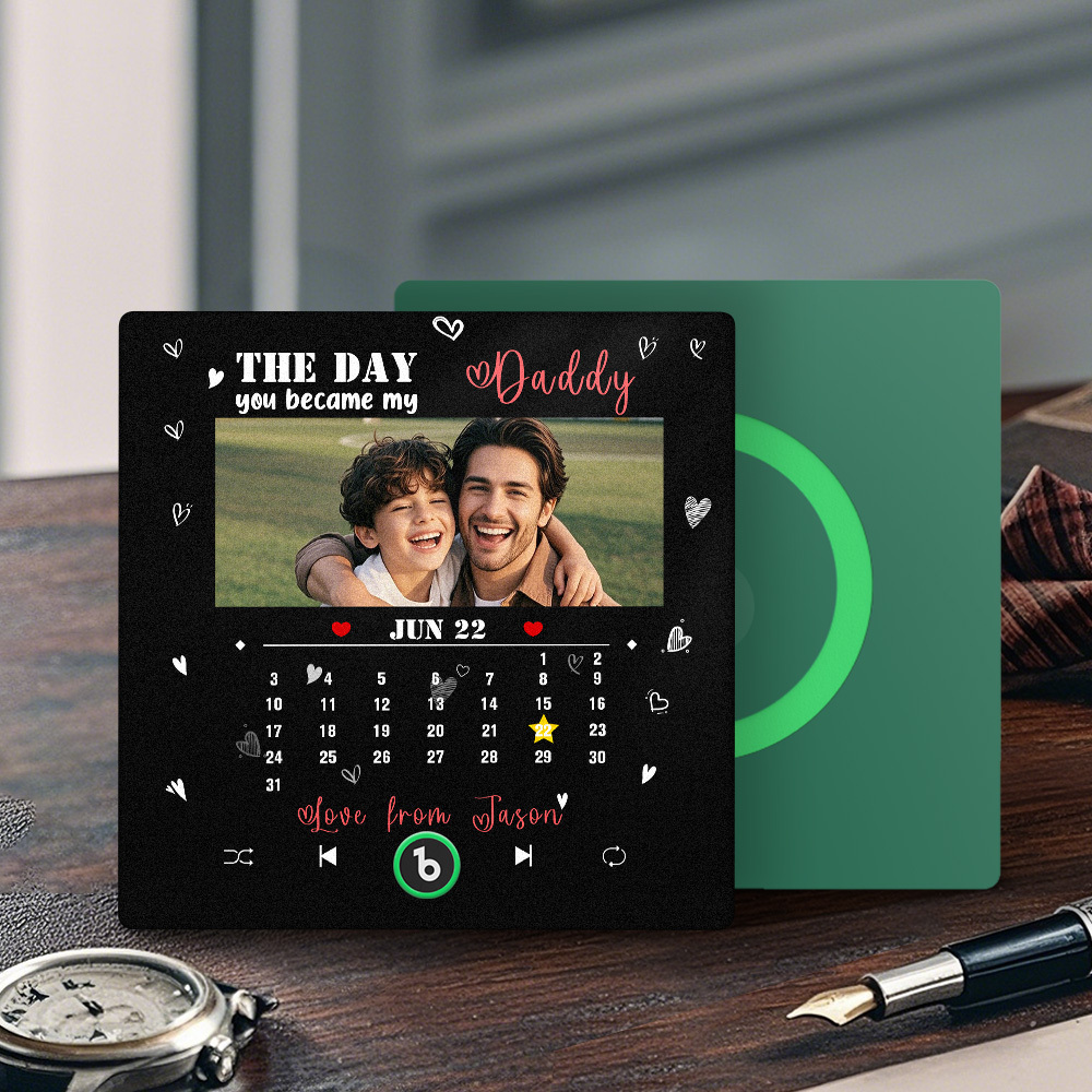 The Day You Became My Dad Personalized Photo Calendar Music Fridge Magnet Father's Day Gift