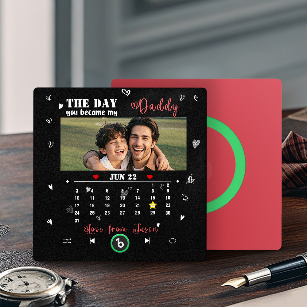 The Day You Became My Dad Personalized Photo Calendar Music Fridge Magnet Father's Day Gift