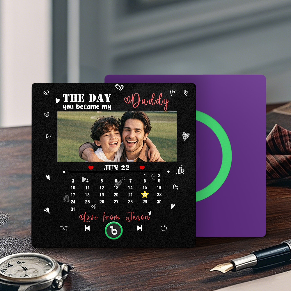 The Day You Became My Dad Personalized Photo Calendar Music Fridge Magnet Father's Day Gift