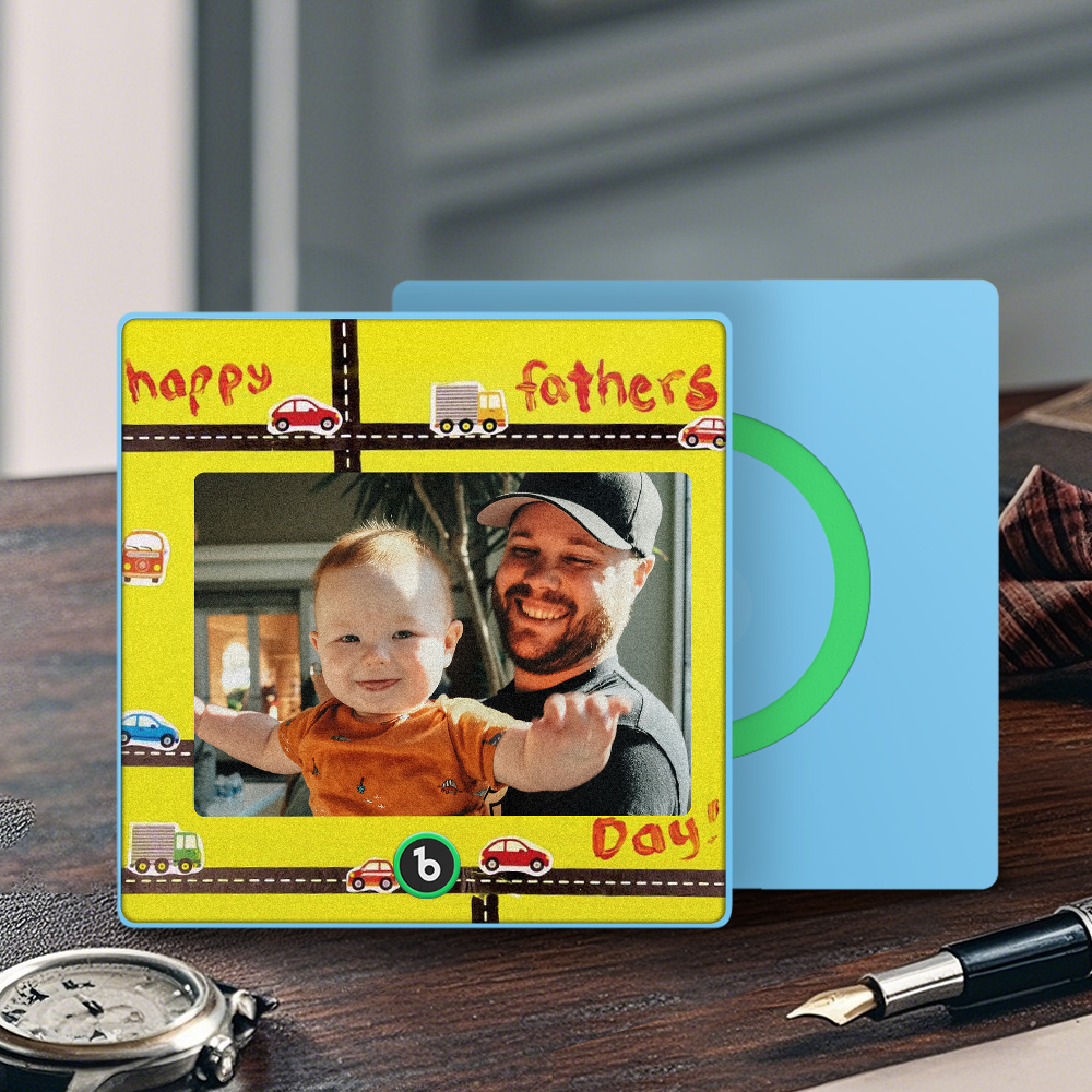 Personalized Yellow Photo Frame Music Fridge Magnet Custom Father's Day Gift