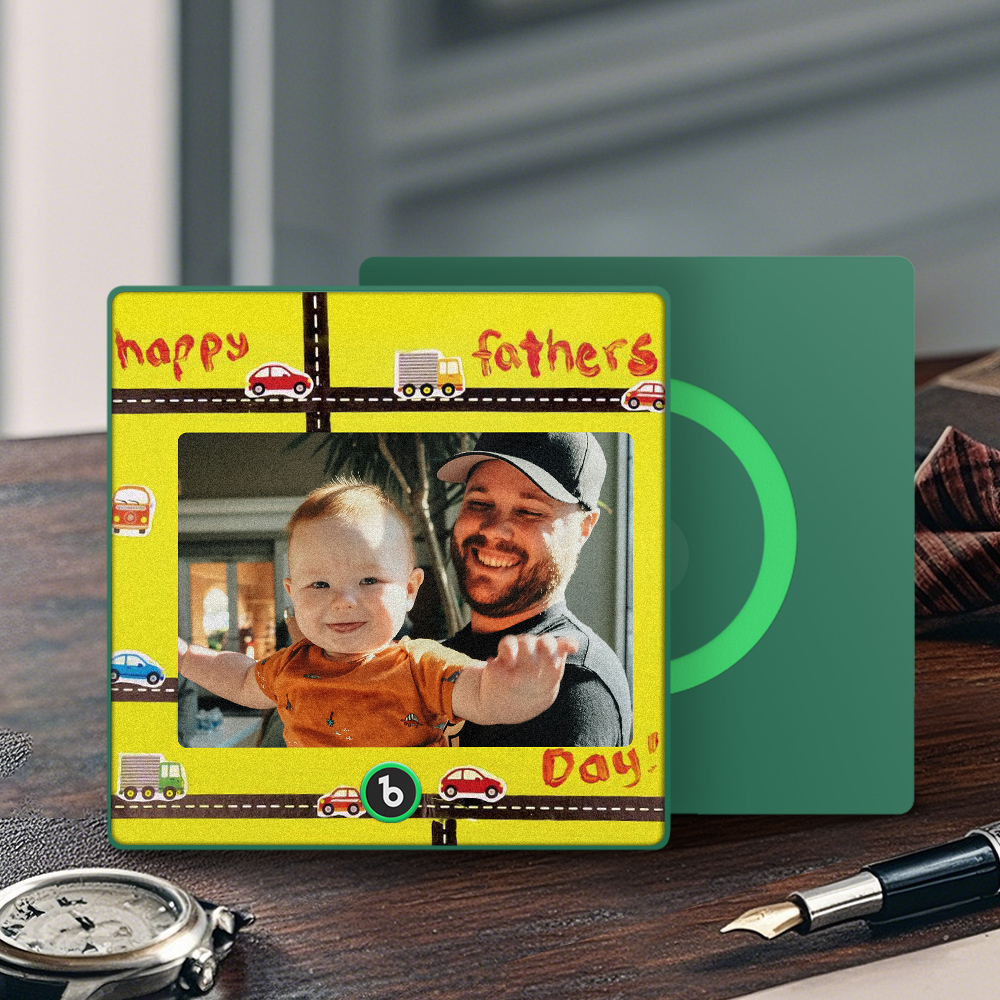 Personalized Yellow Photo Frame Music Fridge Magnet Custom Father's Day Gift
