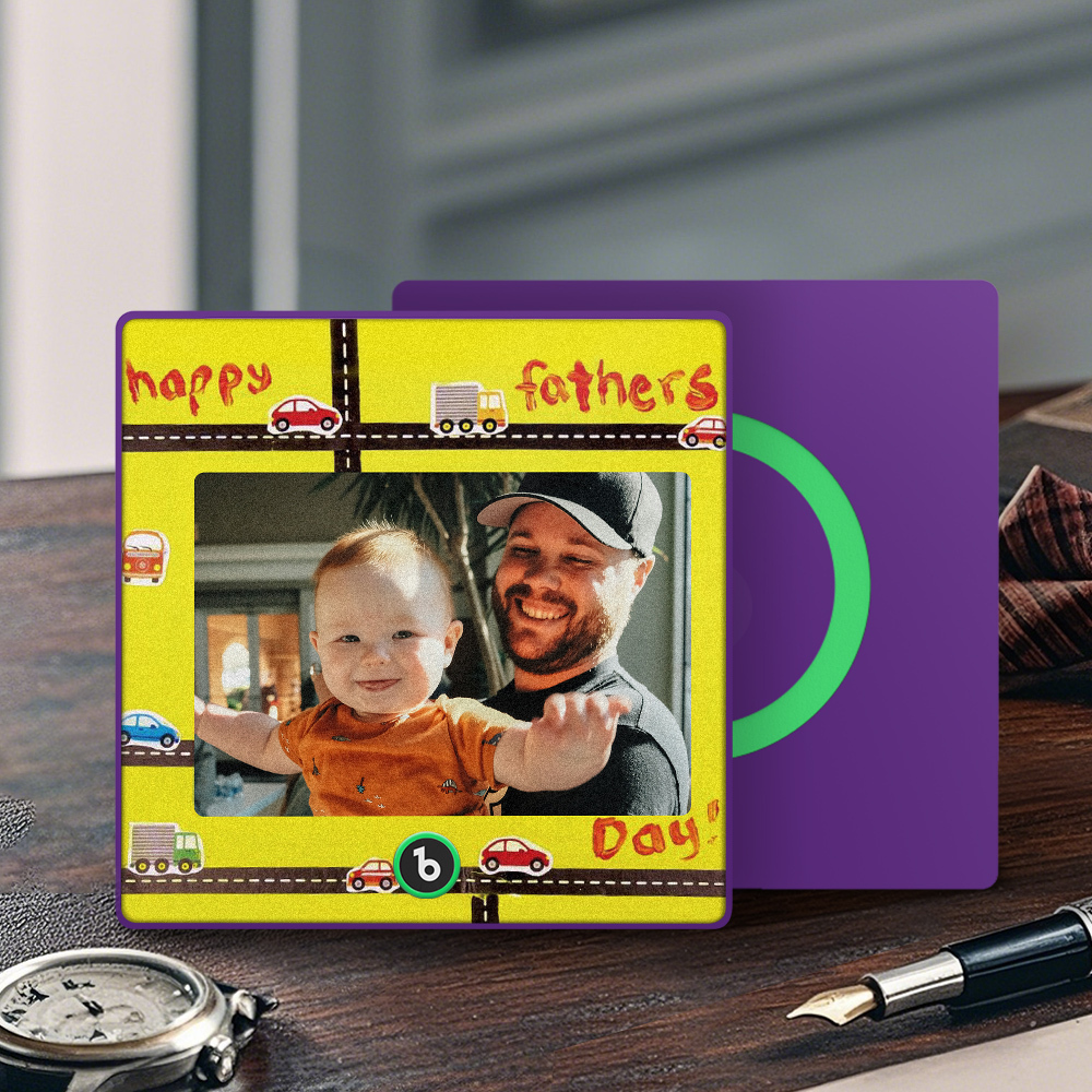 Personalized Yellow Photo Frame Music Fridge Magnet Custom Father's Day Gift