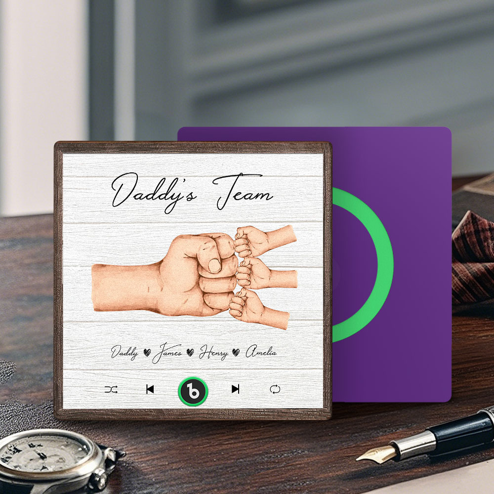 Personalized Daddy's Team Music Fridge Magnet Custom Father's Day Gift for Him