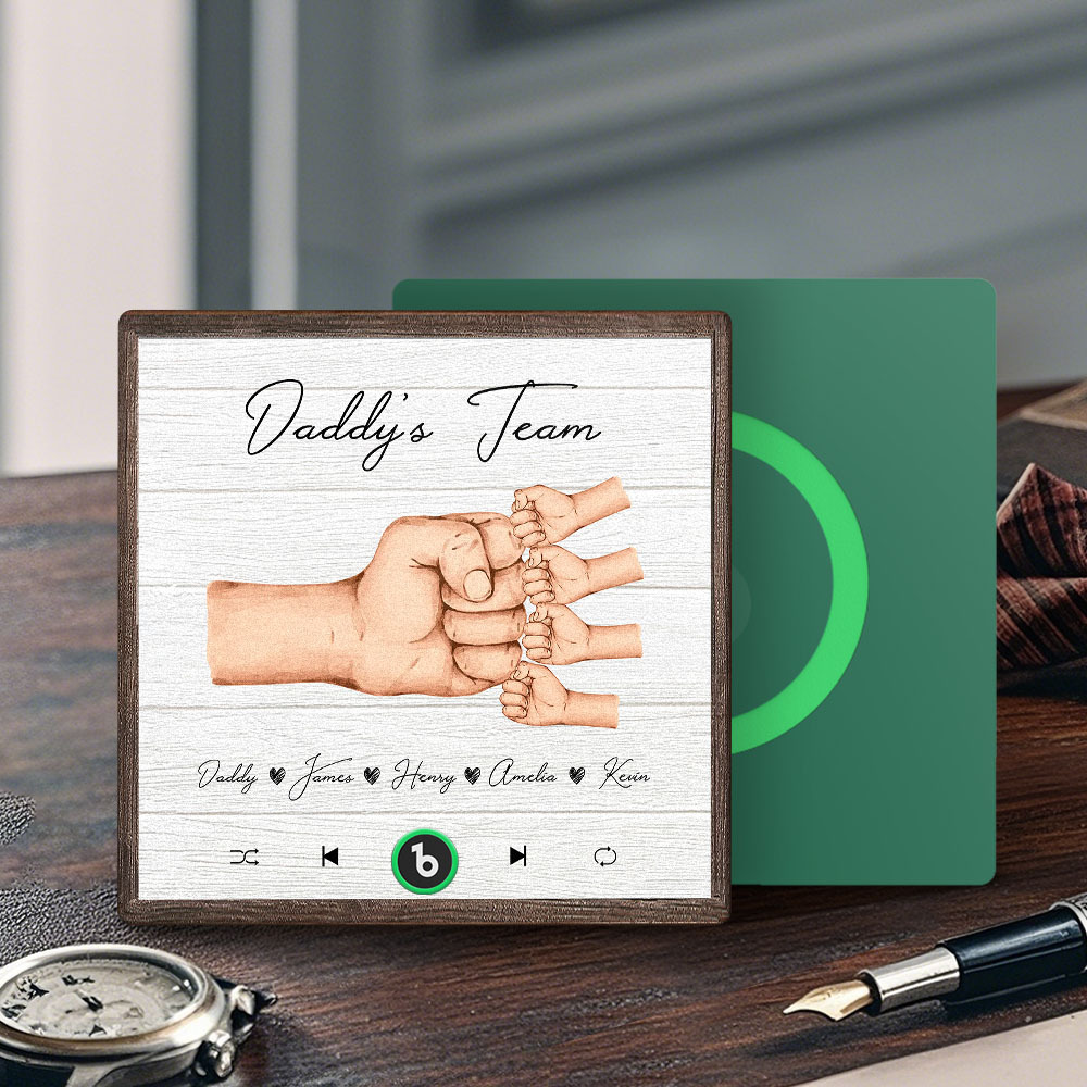 Personalized Daddy's Team Music Fridge Magnet Custom Father's Day Gift for Him
