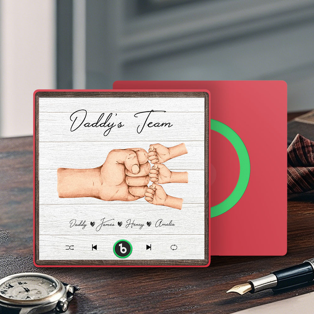 Personalized Daddy's Team Music Fridge Magnet Custom Father's Day Gift for Him
