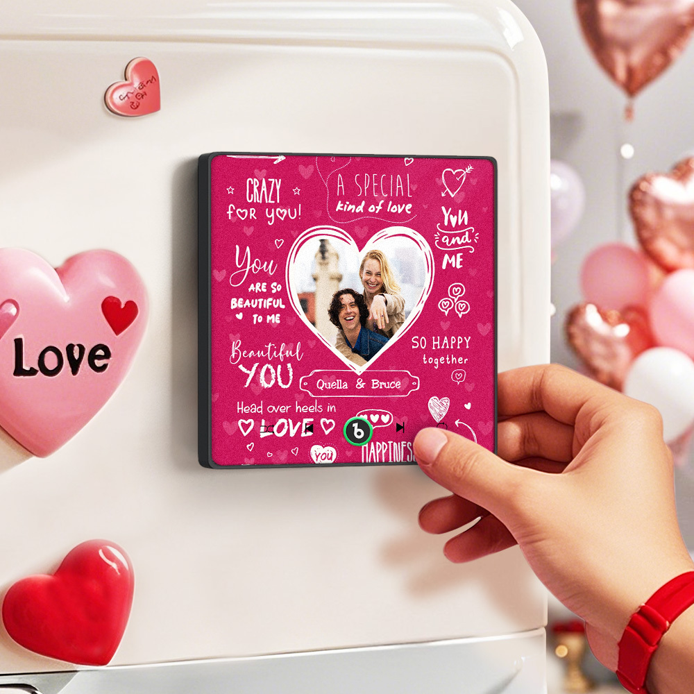 Personalized Music Fridge Magnet Sweet Love Anniversary Gift Custom Music Magnets Can Play Songs Gift for Couple