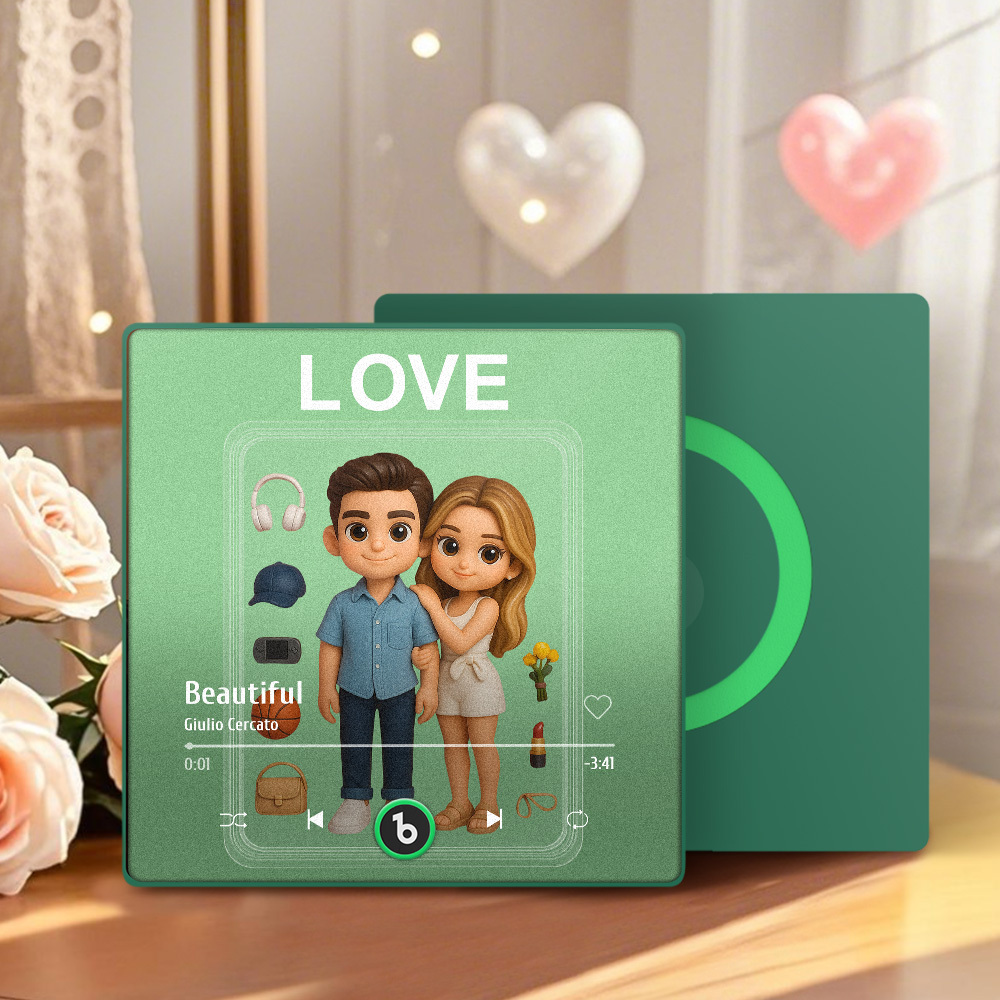 Fully Body Custom Action Figure Portraits Music Fridge Magnet Personalized Photo Frame Gift for Couples - MySpotifyGlass