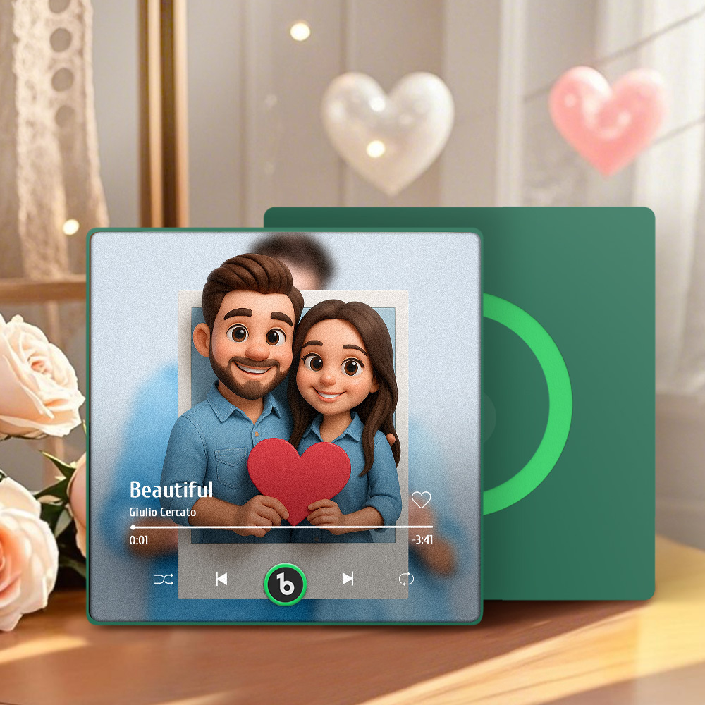 Custom Photos Music Fridge Magnet Cartoon Style Personalized Photo Frame Gift for Couples - MySpotifyGlass