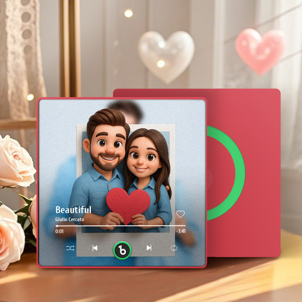 Custom Photos Music Fridge Magnet Cartoon Style Personalized Photo Frame Gift for Couples - MySpotifyGlass
