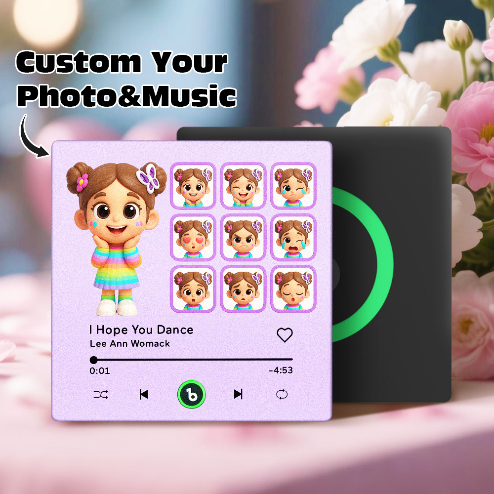 Custom Photo and Funny Expressions Music Fridge Magnet Personalized Photo Frame Gift for Her - MySpotifyGlass