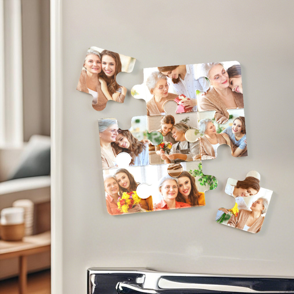 Custom Photo Puzzle Fridge Magnets Personalized Gift Turn Precious Moments Into Adorable Home Decor - MySpotifyGlass