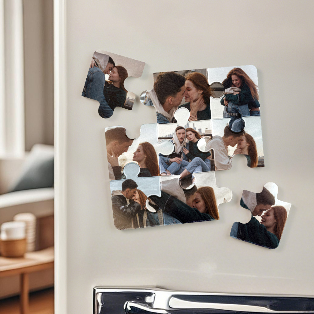 Custom Photo Puzzle Fridge Magnets Personalized Gift Turn Precious Moments Into Adorable Home Decor - MySpotifyGlass