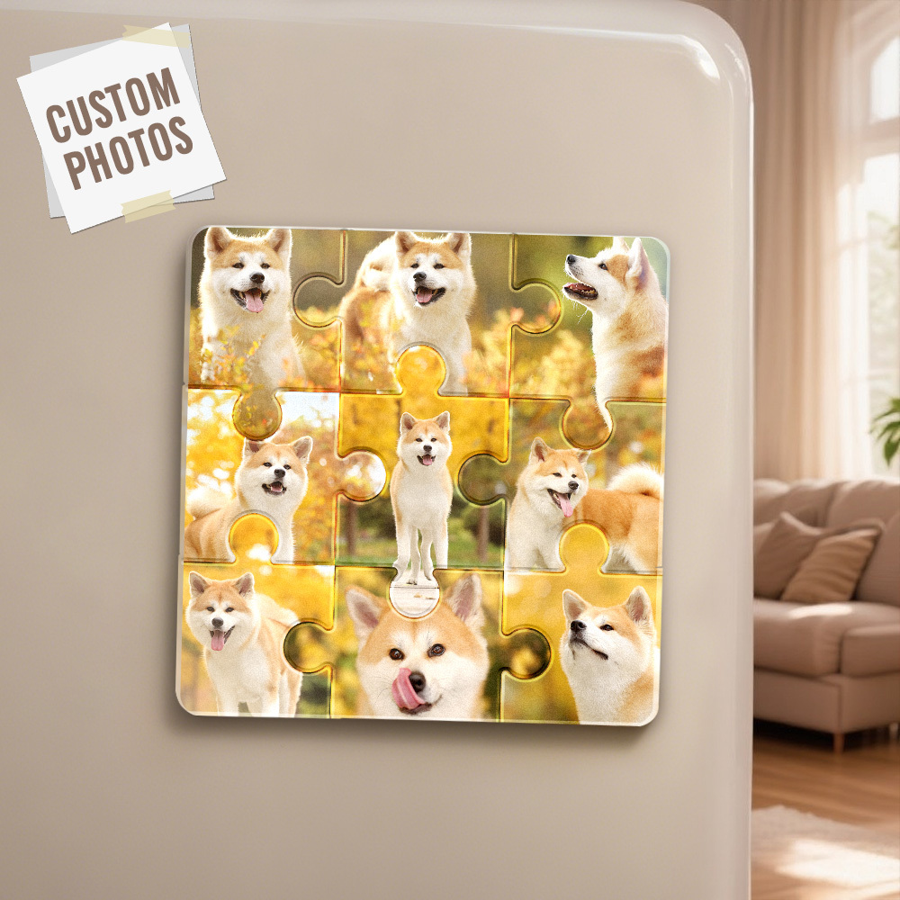Custom Photo Puzzle Fridge Magnets Personalized Gift Turn Precious Moments Into Adorable Home Decor - MySpotifyGlass