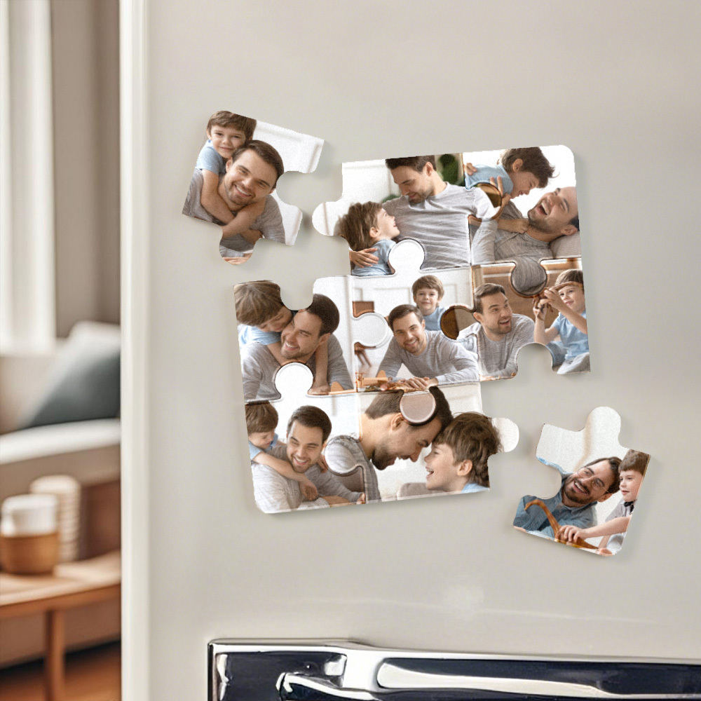 Custom Photo Puzzle Fridge Magnets Personalized Gift Turn Precious Moments Into Adorable Home Decor - MySpotifyGlass