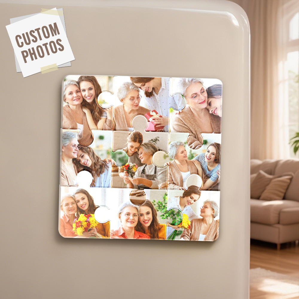 Custom Photo Puzzle Fridge Magnets Personalized Gift Turn Precious Moments Into Adorable Home Decor - MySpotifyGlass