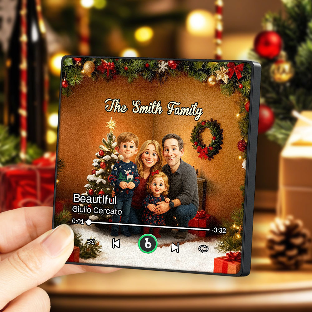 Personalized Family Photo Gifts Cartoon Music Fridge Magnet - MySpotifyGlass