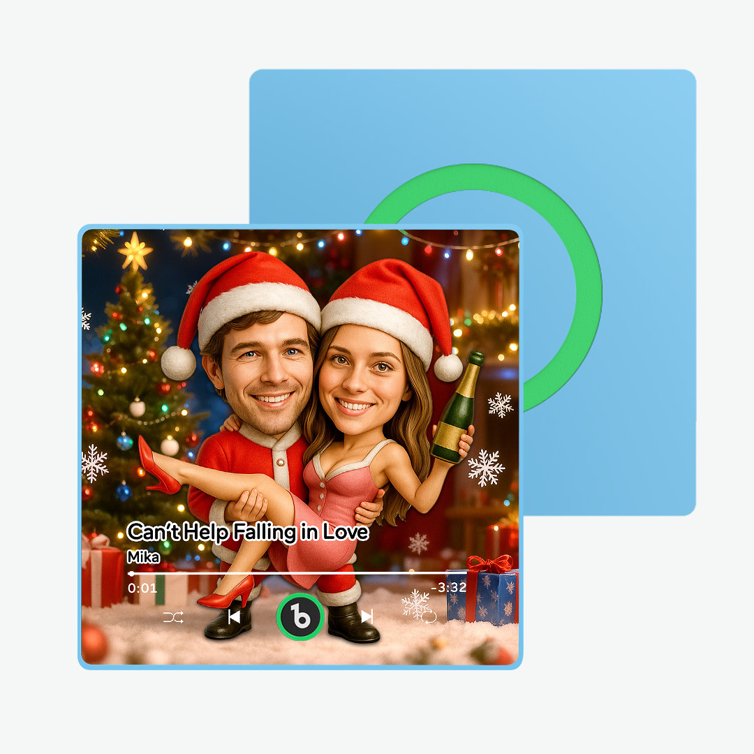 Personalized Christmas Couple Theme Cartoon Music Fridge Magnet