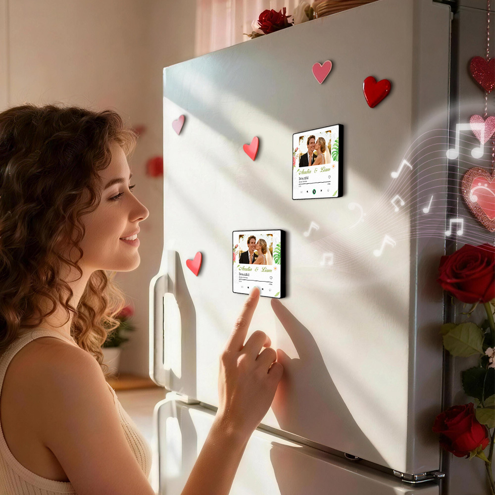 Custom Wedding Music Fridge Magnet Personalized Couple Photo Decor Interactive Gift
