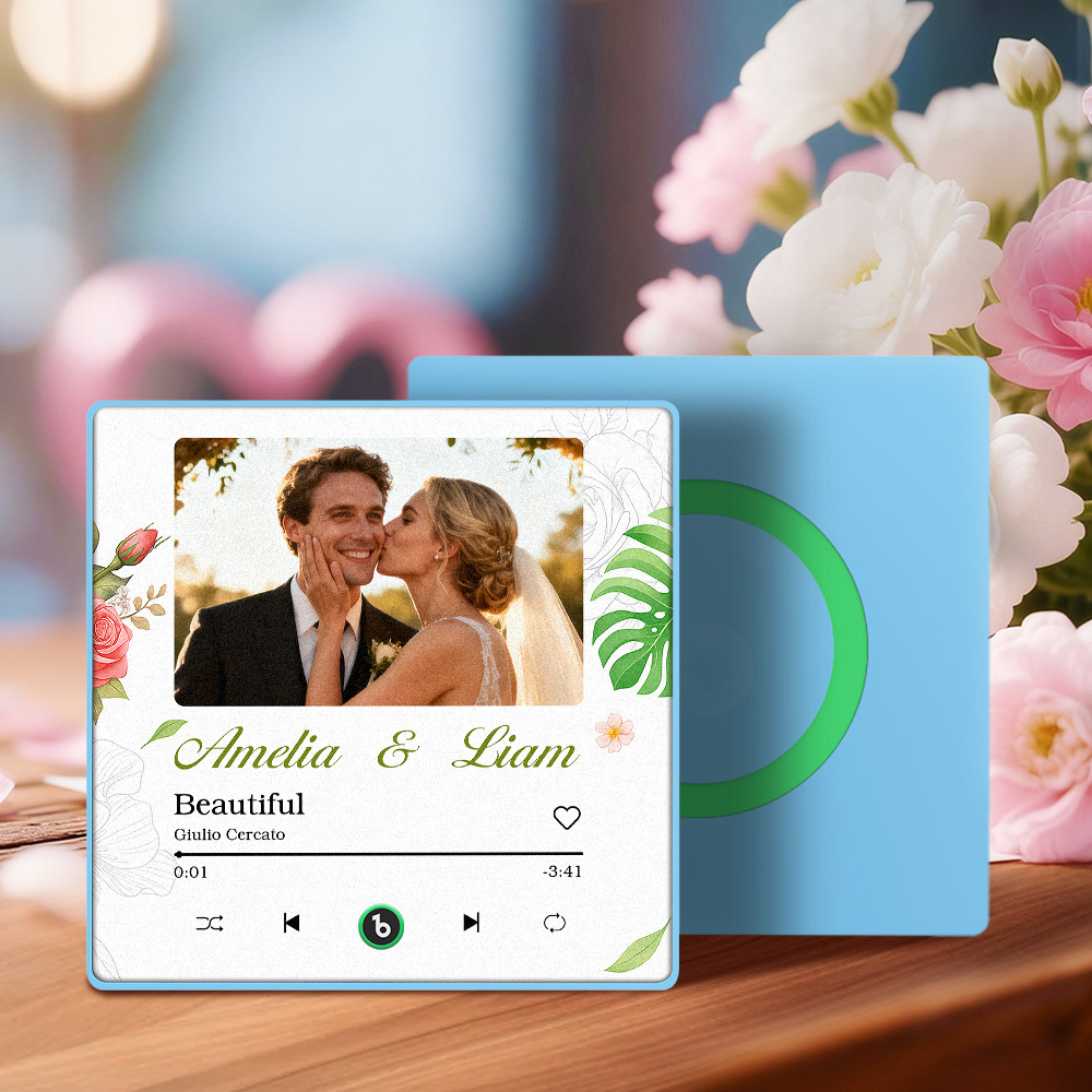 Custom Wedding Music Fridge Magnet Personalized Couple Photo Decor Interactive Gift