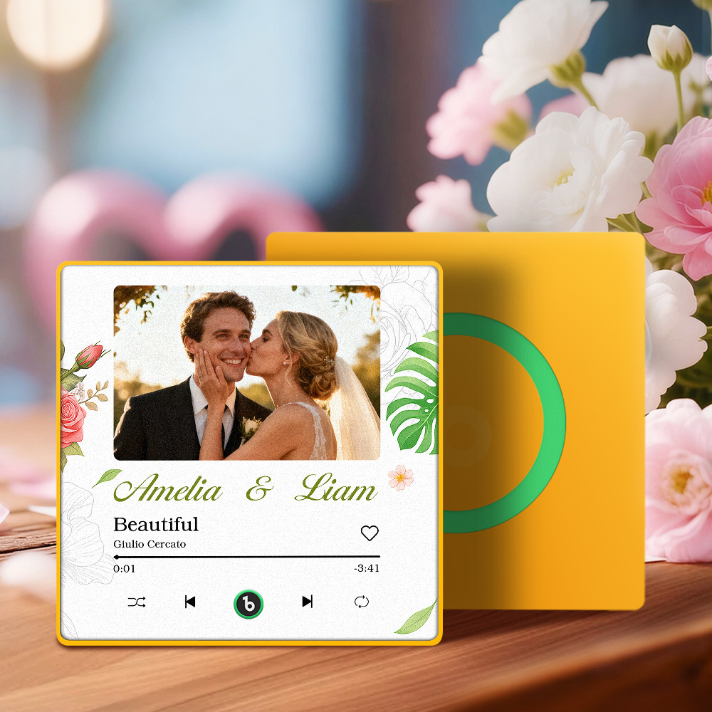 Custom Wedding Music Fridge Magnet Personalized Couple Photo Decor Interactive Gift