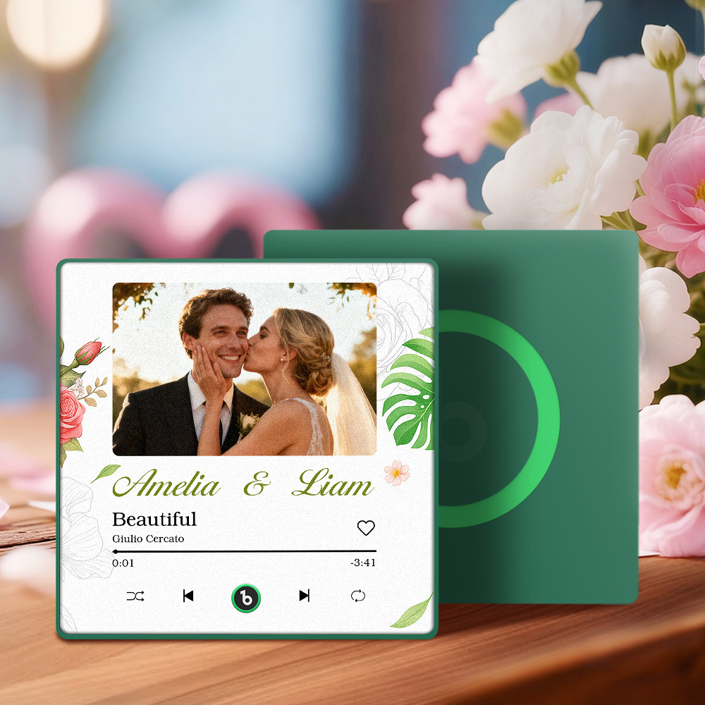 Custom Wedding Music Fridge Magnet Personalized Couple Photo Decor Interactive Gift