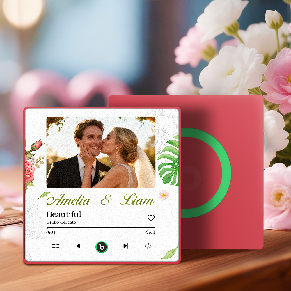 Custom Wedding Music Fridge Magnet Personalized Couple Photo Decor Interactive Gift