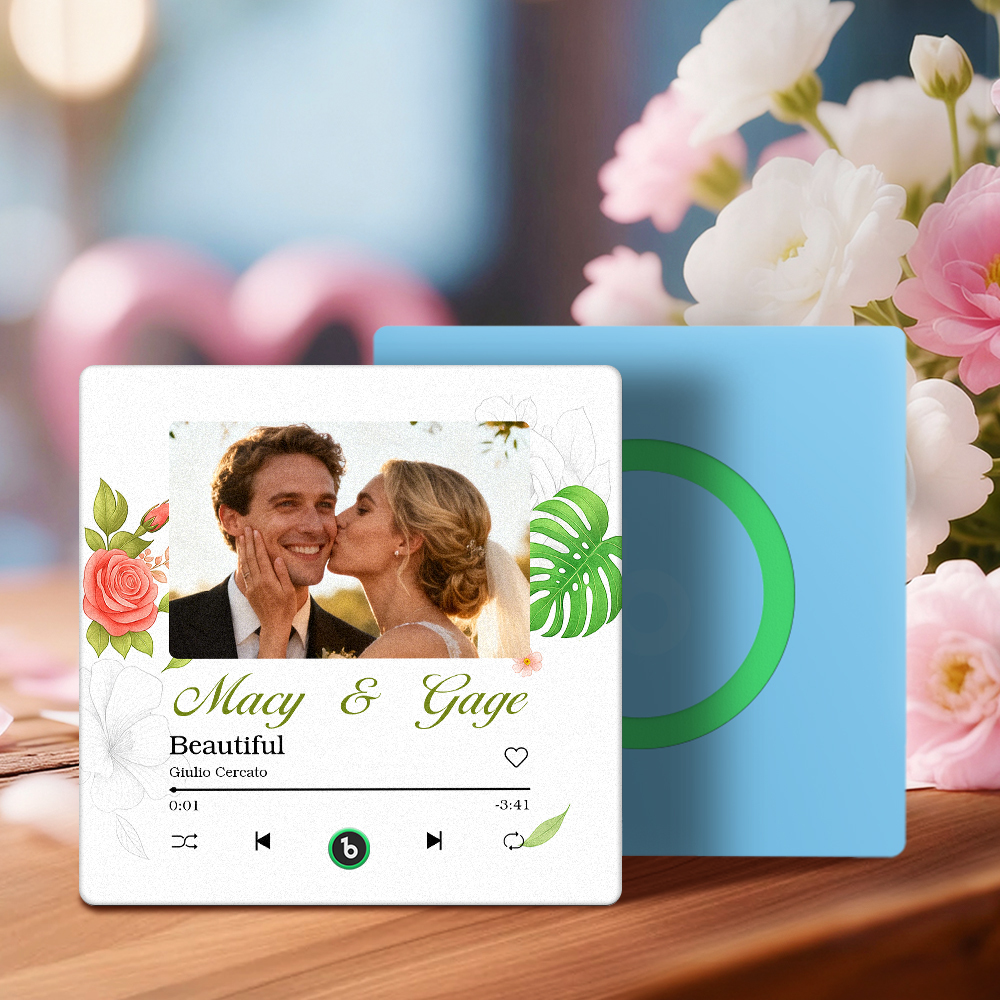 Custom Wedding Music Fridge Magnet Personalized Couple Photo Decor Interactive Gift