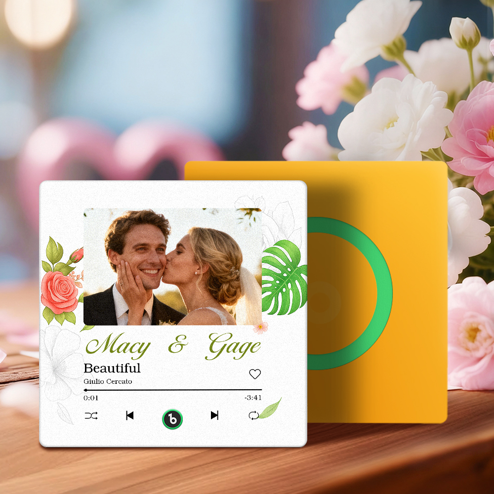 Custom Wedding Music Fridge Magnet Personalized Couple Photo Decor Interactive Gift