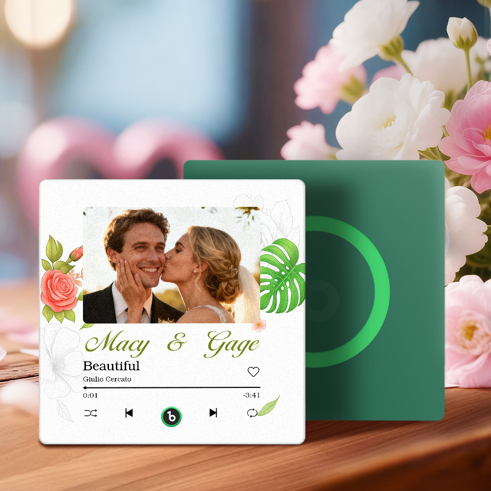 Custom Wedding Music Fridge Magnet Personalized Couple Photo Decor Interactive Gift