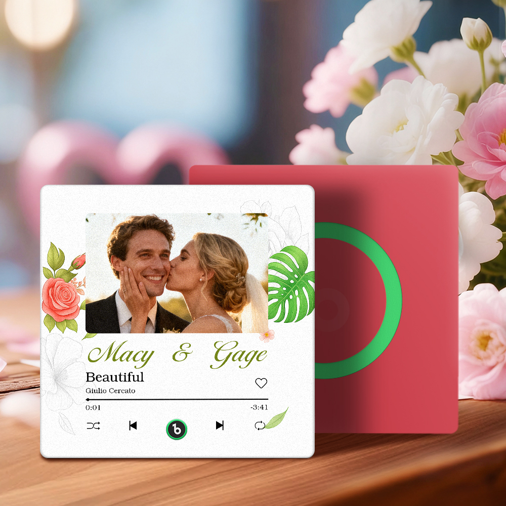 Custom Wedding Music Fridge Magnet Personalized Couple Photo Decor Interactive Gift