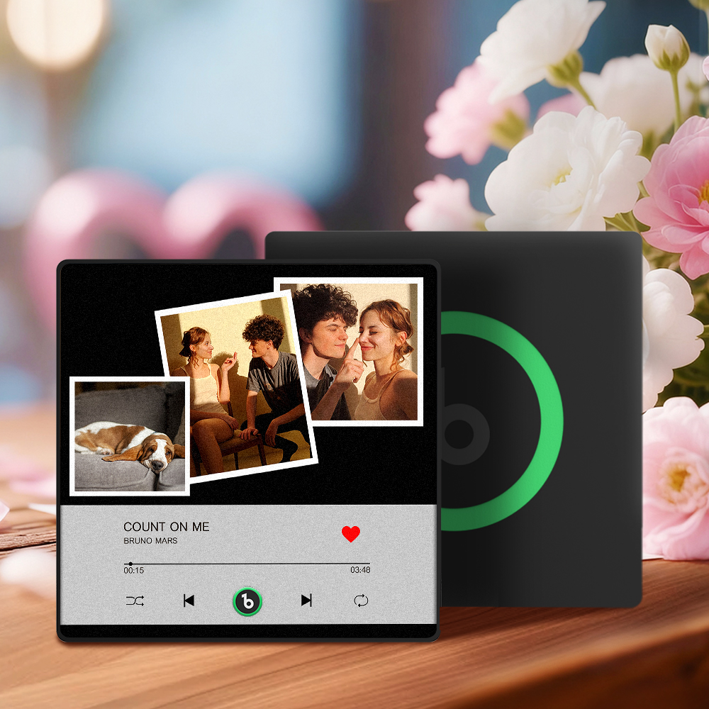 Custom Music Fridge Magnet Personalized Multi-Photo Collage Song Play Interactive Decor Gift