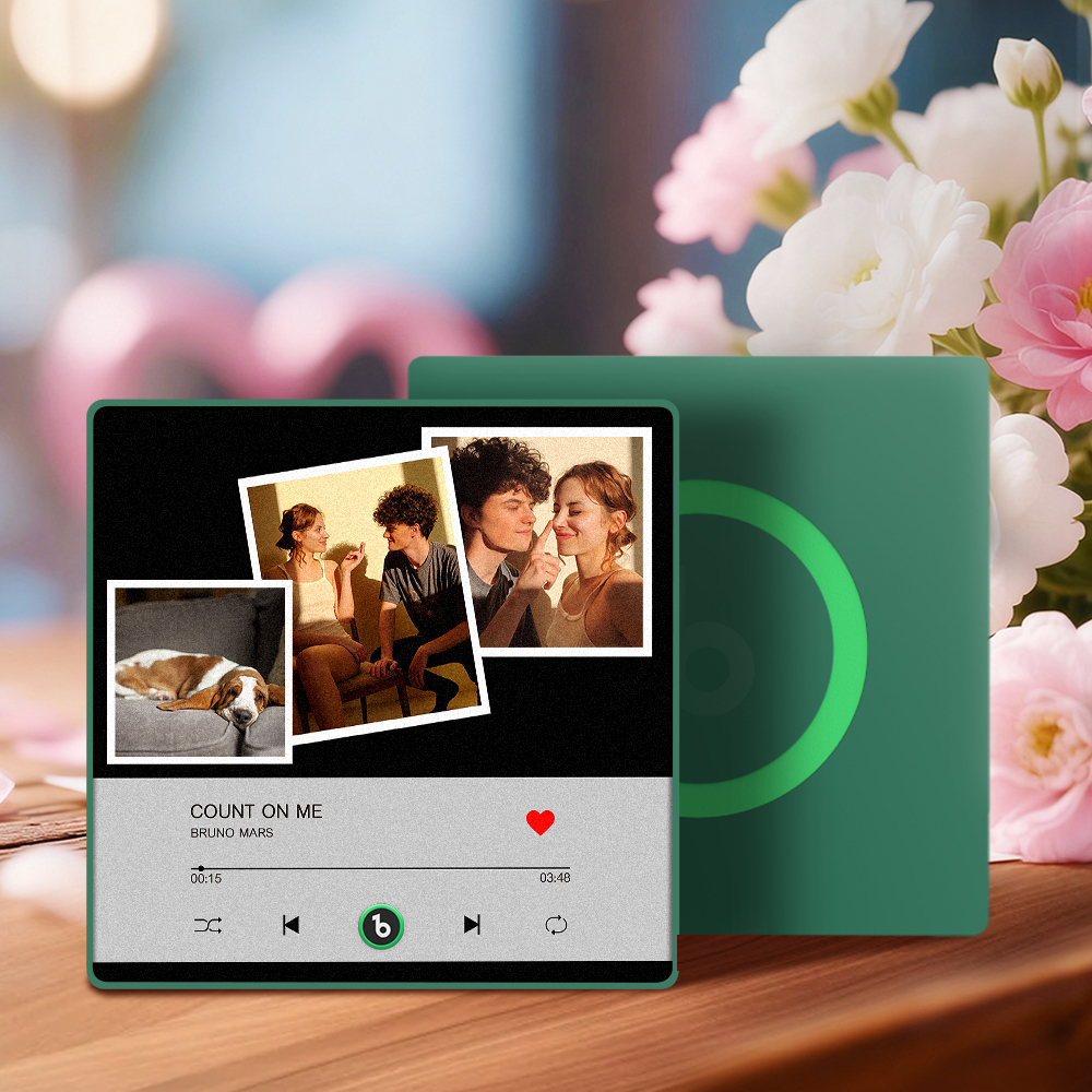 Custom Music Fridge Magnet Personalized Multi-Photo Collage Song Play Interactive Decor Gift