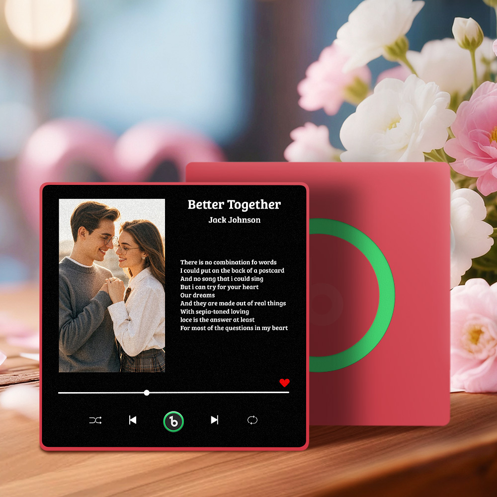 Custom Lyric Music Fridge Magnet Personalized Couple Photo Song Quote Decor Interactive Gift