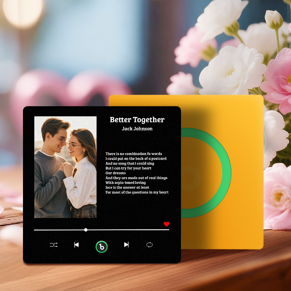 Custom Lyric Music Fridge Magnet Personalized Couple Photo Song Quote Decor Interactive Gift