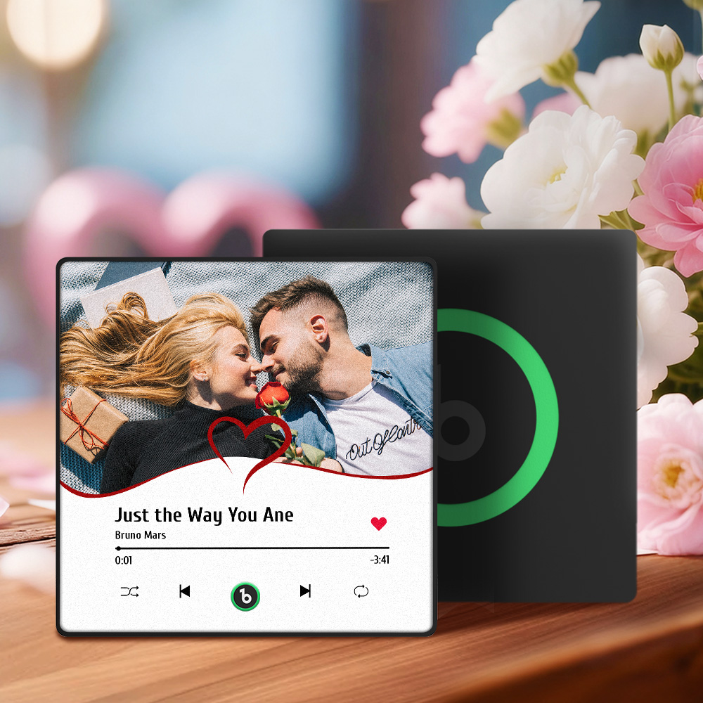 Custom Romantic Music Fridge Magnet Couple Photo Heart Design Interactive Gift