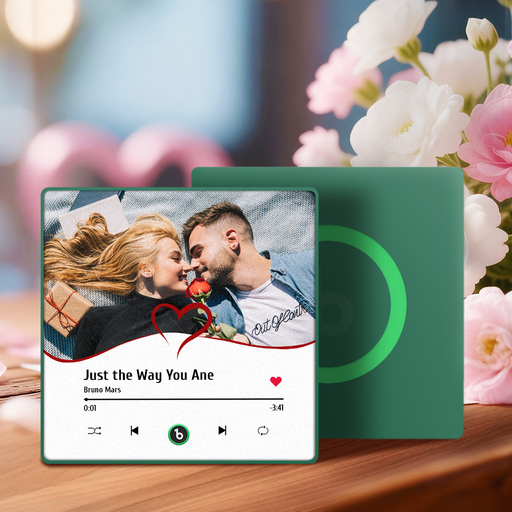 Custom Romantic Music Fridge Magnet Couple Photo Heart Design Interactive Gift