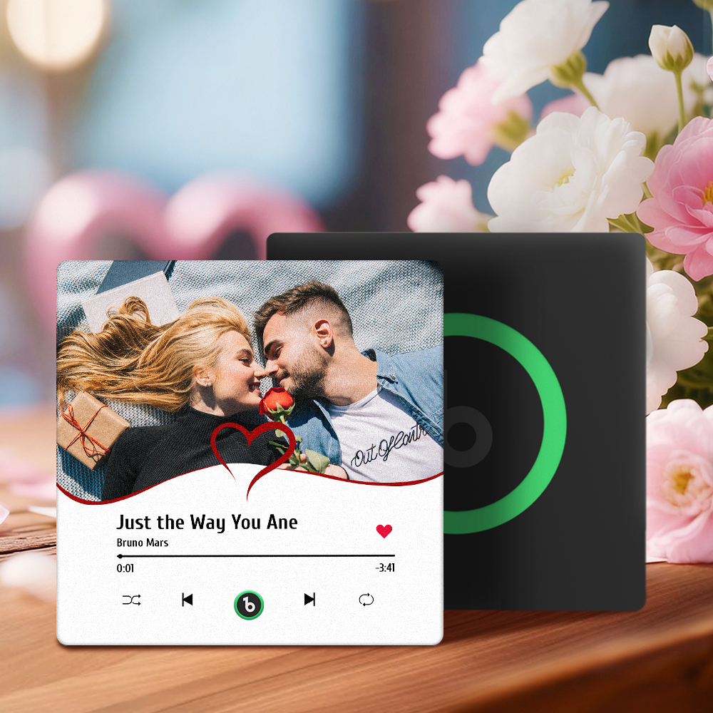 Custom Romantic Music Fridge Magnet Couple Photo Heart Design Interactive Gift