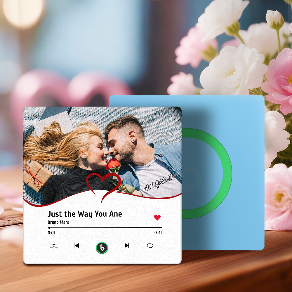 Custom Romantic Music Fridge Magnet Couple Photo Heart Design Interactive Gift