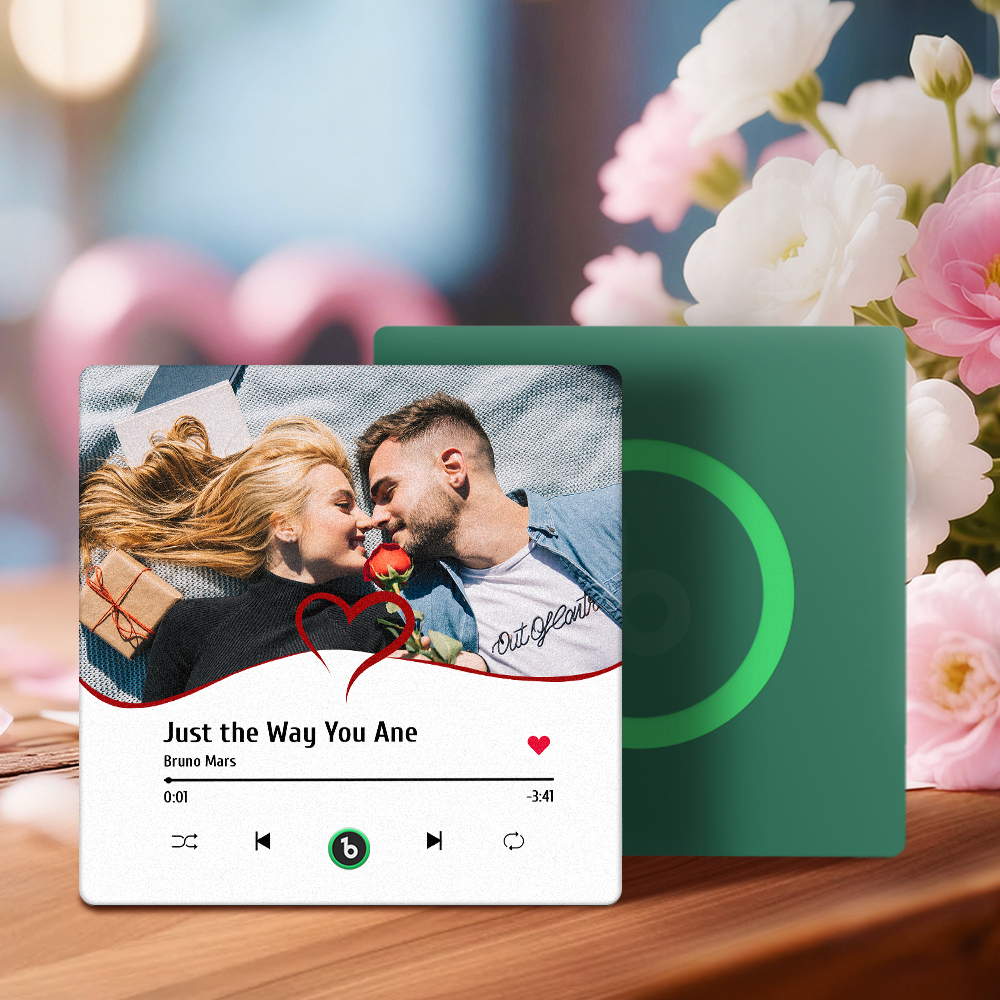 Custom Romantic Music Fridge Magnet Couple Photo Heart Design Interactive Gift