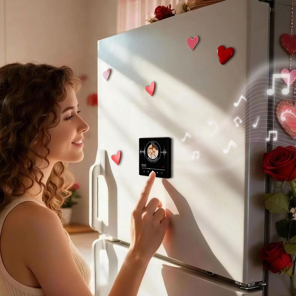 Custom Music Fridge Magnet Personalized Photo Song Playing Customizable Interactive Decor Gift for Her Play Tunes Directly From Fridge
