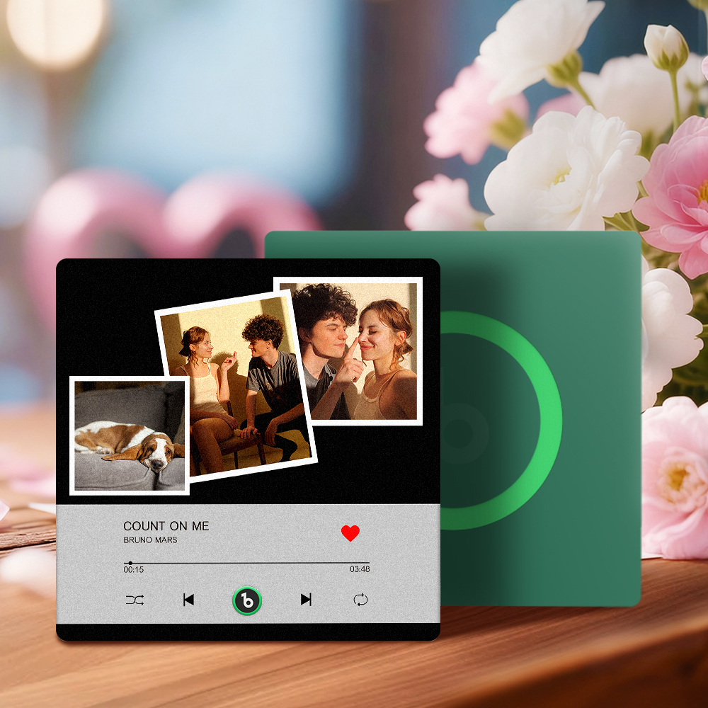 Custom Music Fridge Magnet Personalized Multi-Photo Collage Song Play Interactive Decor Gift