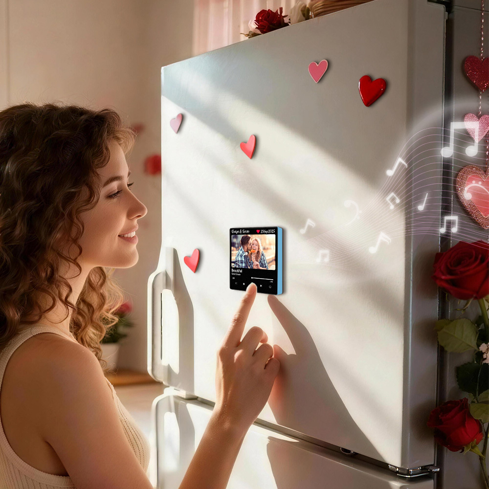 Personalized Music Fridge Magnet with Photo & Playable Song Unique Gift for Couple