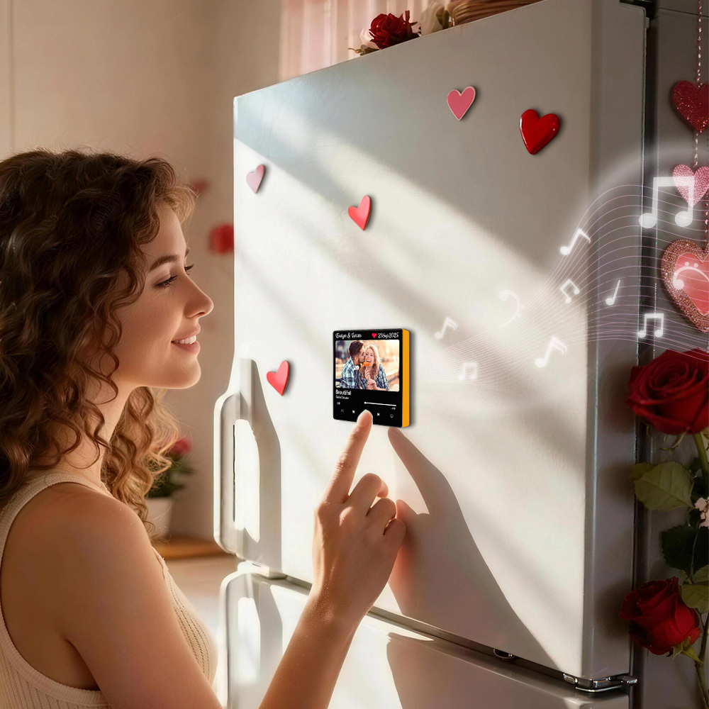 Personalized Music Fridge Magnet with Photo & Playable Song Unique Gift for Couple