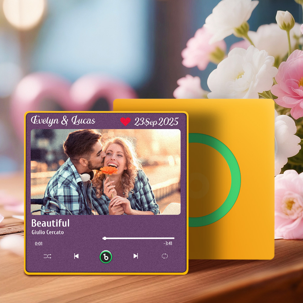 Personalized Music Fridge Magnet with Photo & Playable Song Unique Gift for Couple