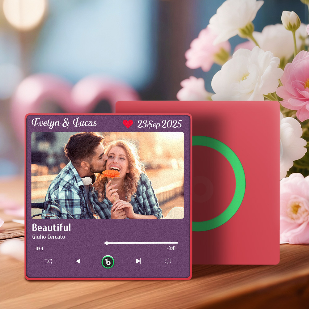 Personalized Music Fridge Magnet with Photo & Playable Song Unique Gift for Couple