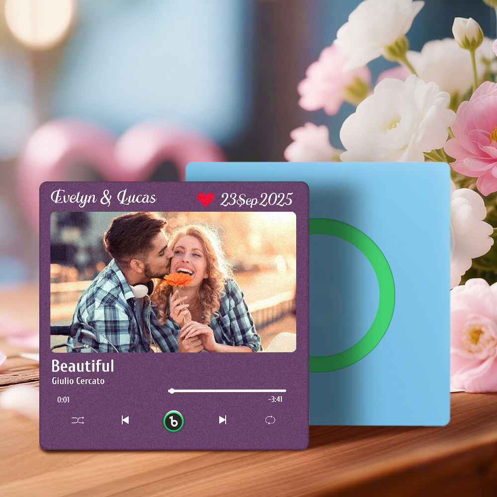 Personalized Music Fridge Magnet with Photo & Playable Song Unique Gift for Couple
