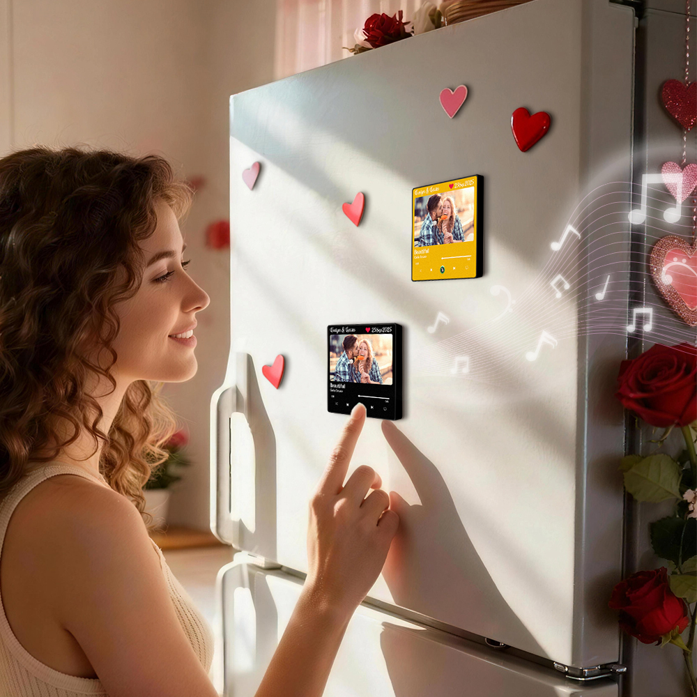 Personalized Music Fridge Magnet with Photo & Playable Song Unique Gift for Couple