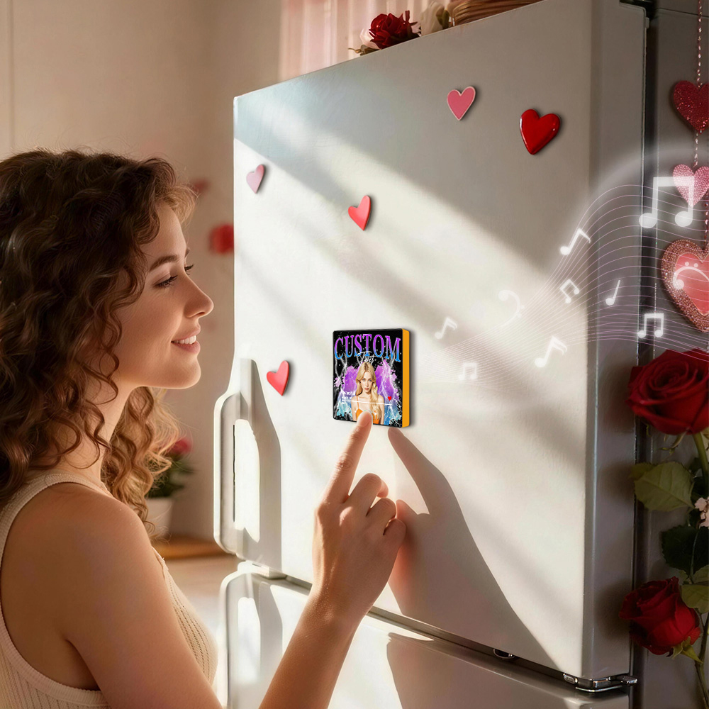 Custom Music Fridge Magnet Personalized Photo Song Playing Interactive Romantic Decor Gift for Couples